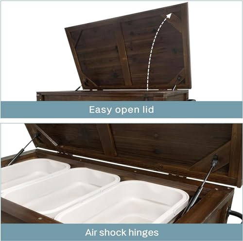 100-Quart Wooden Patio Cooler with Wheels B728158