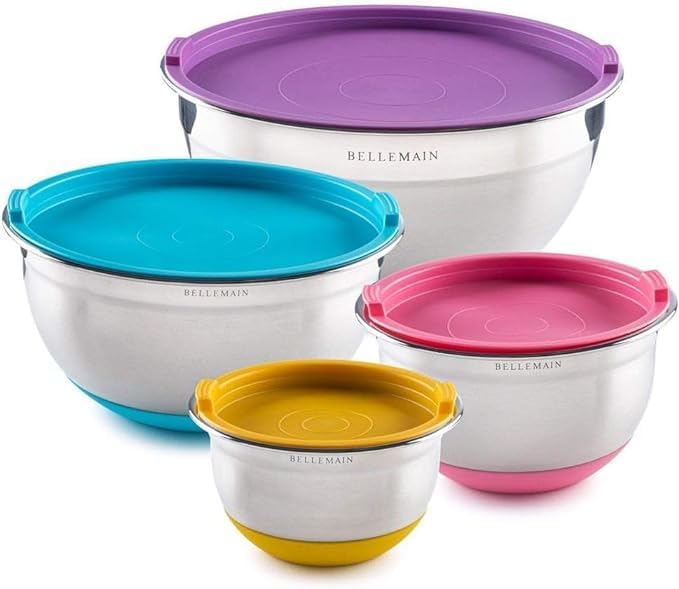4-Piece Stainless Steel Mixing Bowls with Lids O6831