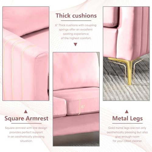 Pink Velvet 3 Piece Sofa Set X375