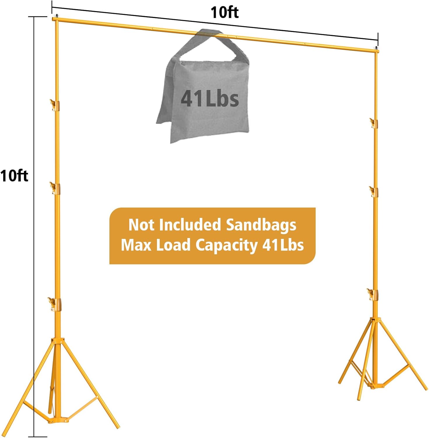 Gold Adjustable Photography Backdrop Stand with Carry Bag Y6193