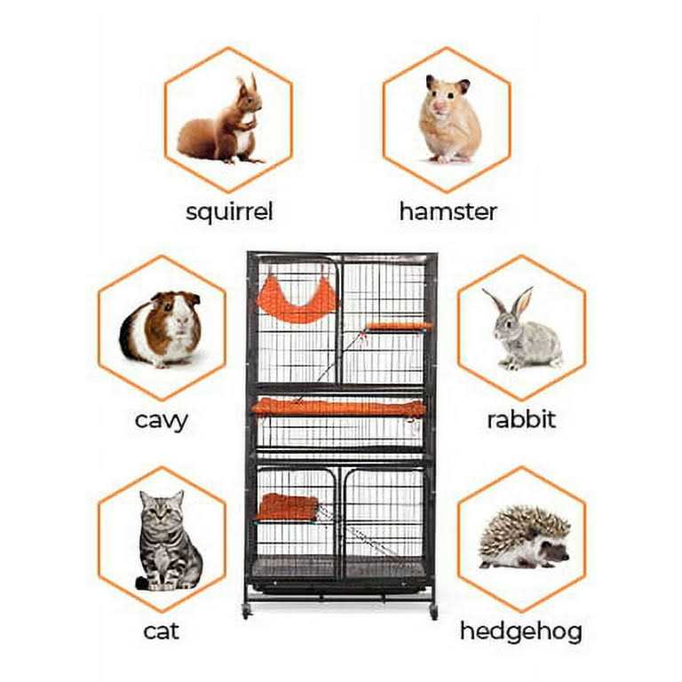 4-Tier Wire Cat Cage Pet Enclosure with Removable Wheels H605