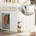Gray Wood Loft Bed with Stairs and Wardrobe A716898