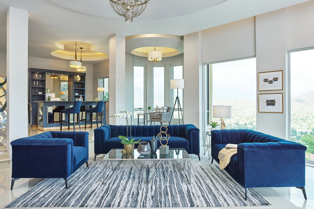 Blue Tuxedo Arm Sofa N859162