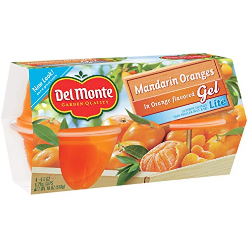 Mandarin Oranges in Lite Orange Flavored Gel Plastic Fruit Cups, 4.4-Ounce Cups (Pack of 2) C688