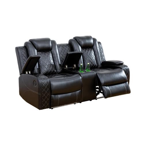 3 Piece Cream White Leather Recliner Sofa Set with LED Lights W304022