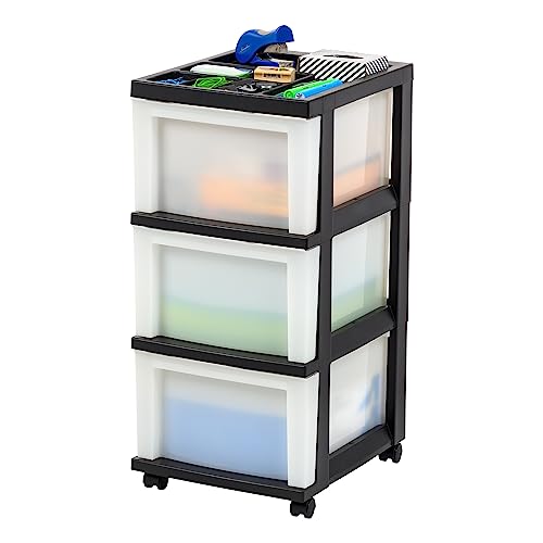 Black Plastic 4-Drawer Rolling Cart T894