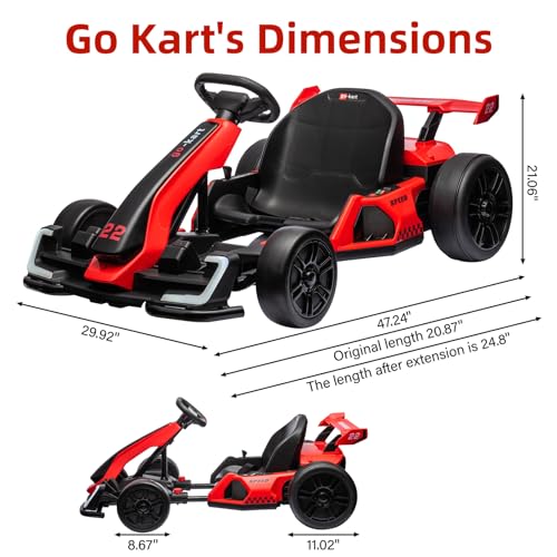 Red Electric Drift Go Kart with Adjustable Seat K57267