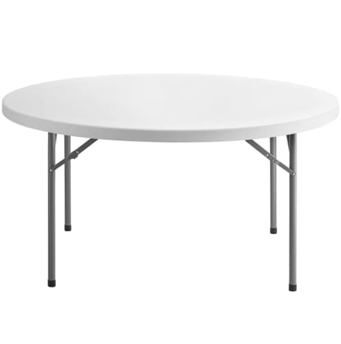 5 Pack 72" Round Heavy-Duty White Plastic Folding Table O644009