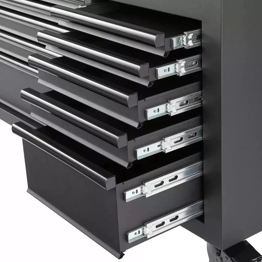 72 IN. W 18-Drawer Deep Tool Chest Mobile Workbench in Matte Black with Adjustable-Height Hardwood Top A214176