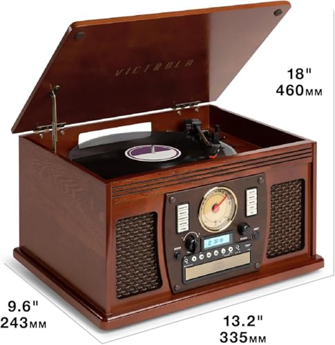 Mahogany 8-in-1 Bluetooth Record Player with Turntable G437620