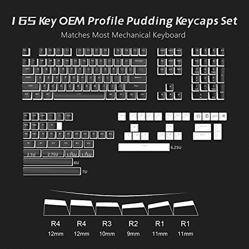 Black PBT Keycaps 165 Keys Set T659