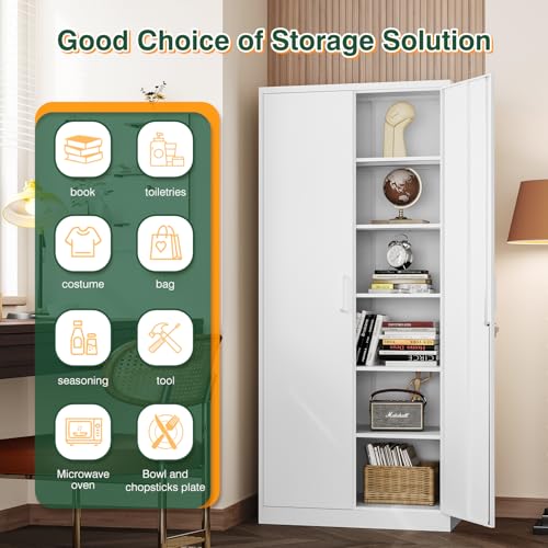 Metal Black Storage Cabinet with Adjustable Shelves and Lock Door V4318