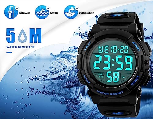 Mens Digital Sports Watch Waterproof LED Screen Large Face Military Watch L861426