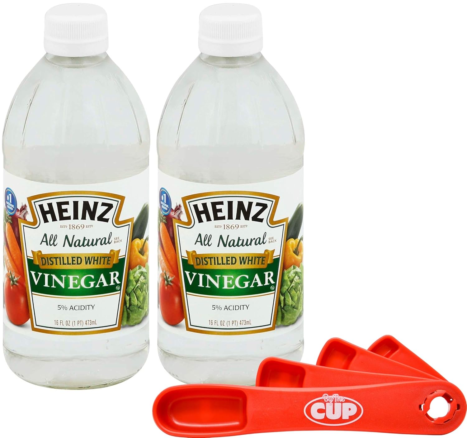 All Natural Distilled White Vinegar 5% Acidity 16 Ounce Glass Bottle Pack of 2 E444