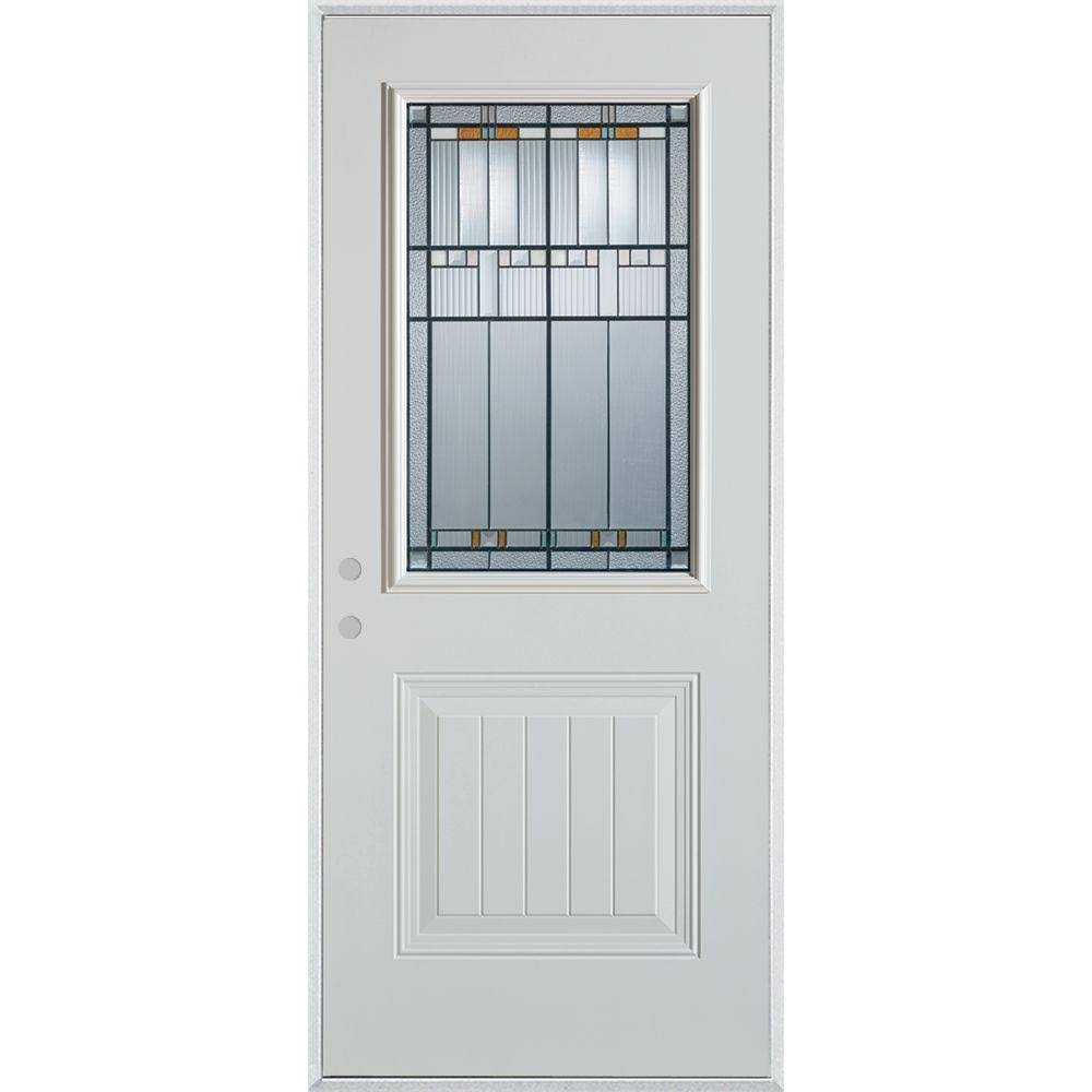 36 in. x 80 in. White Steel Prehung Front Door O32027