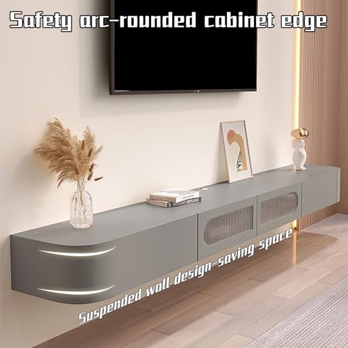 Grey 240CM Wall Mounted TV Stand with 2 Cabinets R78853