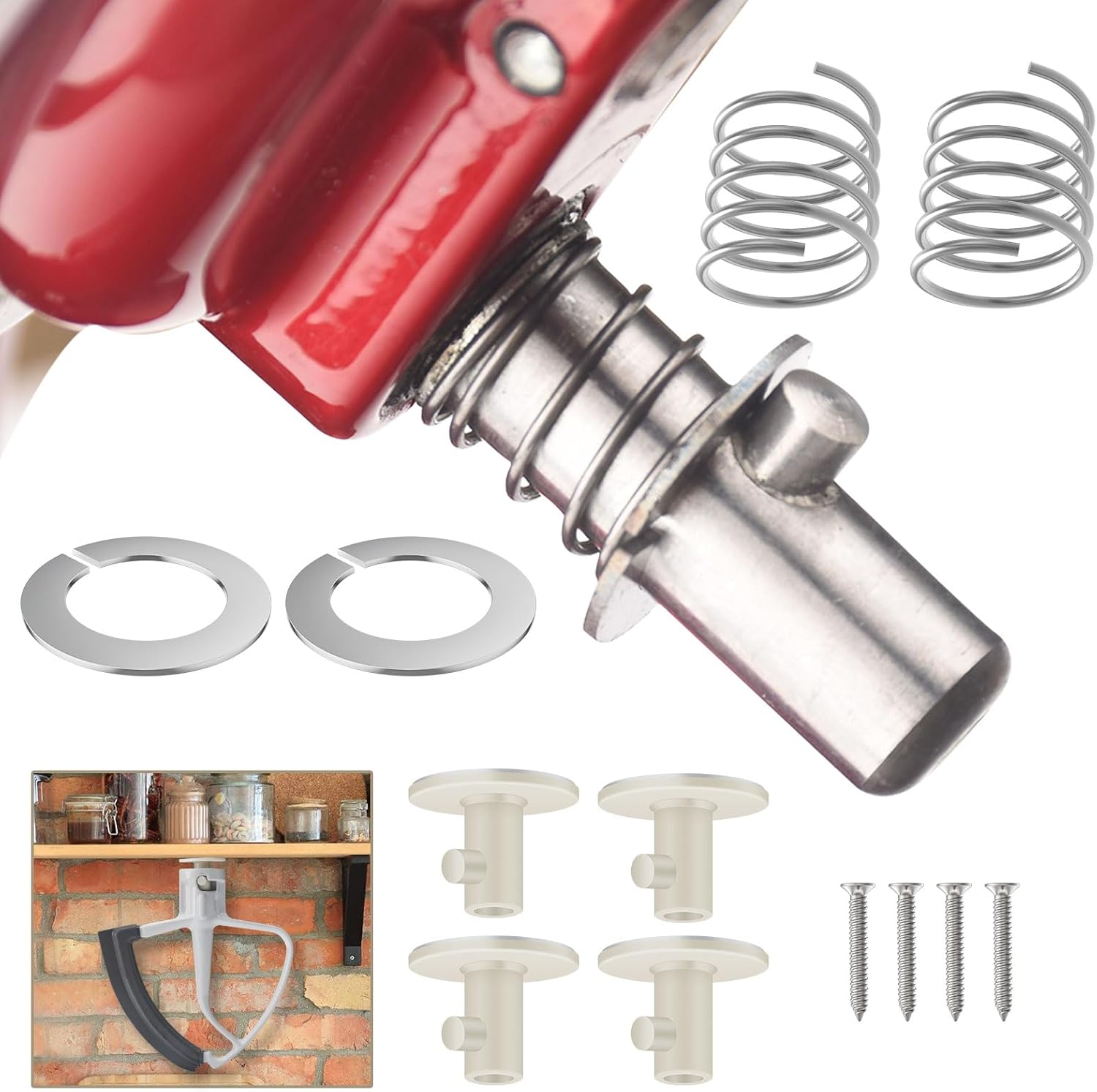 Spring and Washer for Stand Mixers, 2 Pack, 4 Set of Attachment Holders Z7171