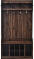39.4INCH Hall Tree with 6 Hooks Bench Q108