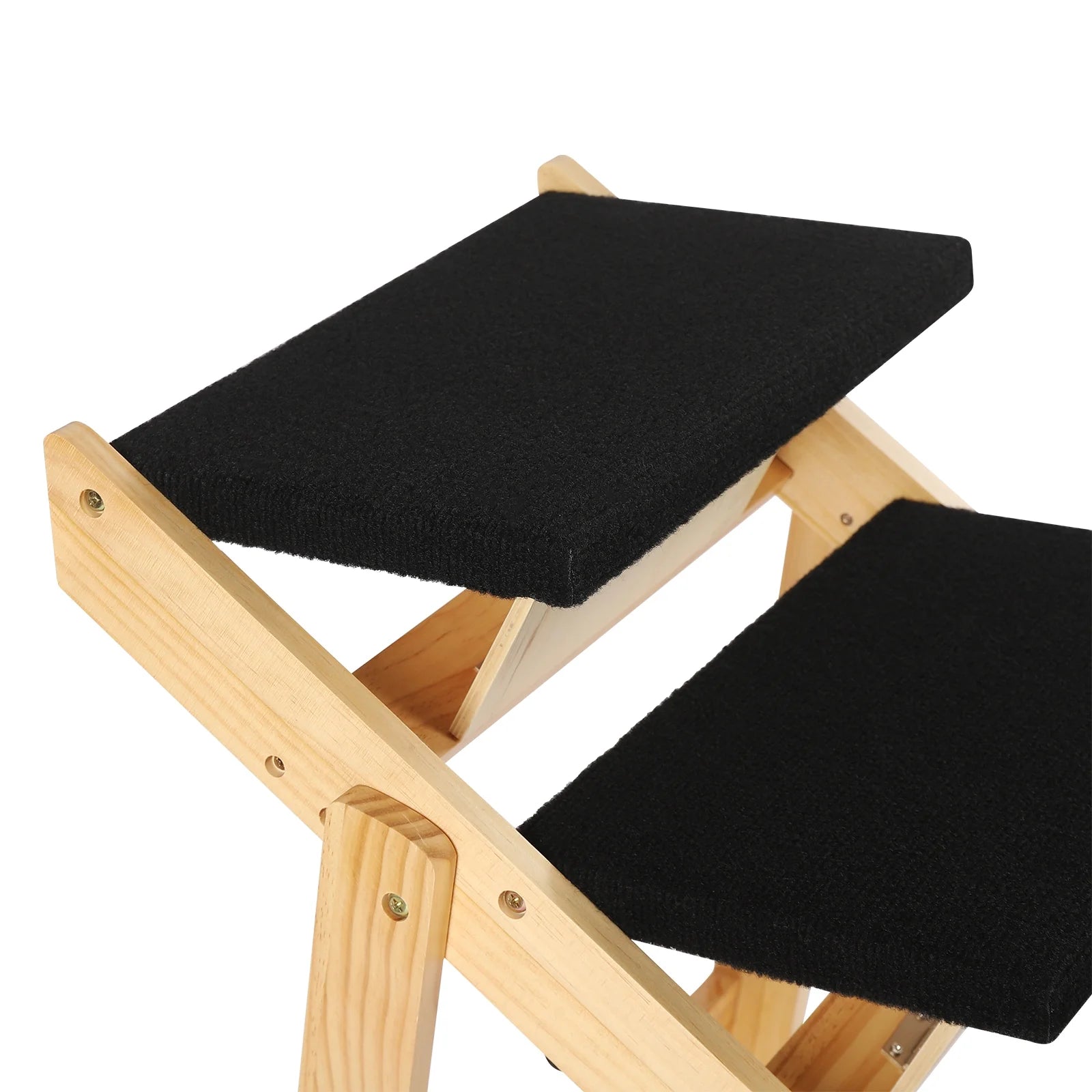Pet Stairs Foldable Pine Wood Natural Black V68854