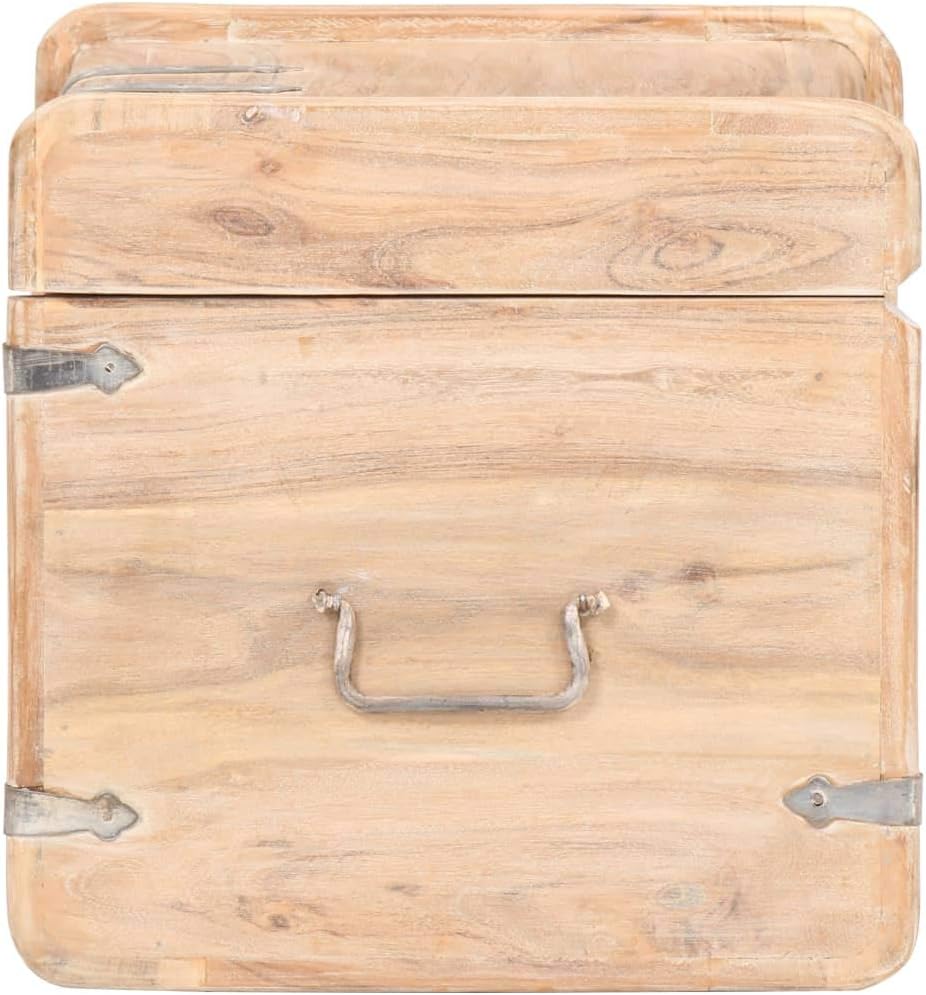 15.7 x 15.7 x 15.7 Inches Solid Acacia Wood Blanket Storage Box I6134