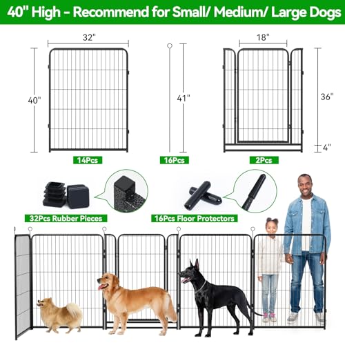 12 Panel 40" Height Heavy Duty Dog Fence with Doors S648354