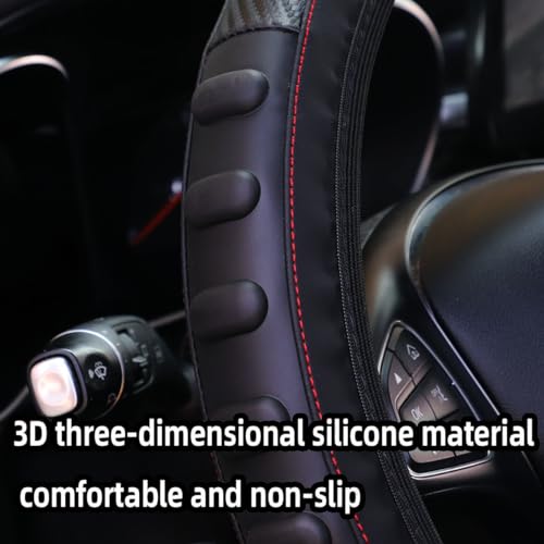 Black Elastic Stretch 14.5-15Inch Universal Steering Wheel Cover V1930
