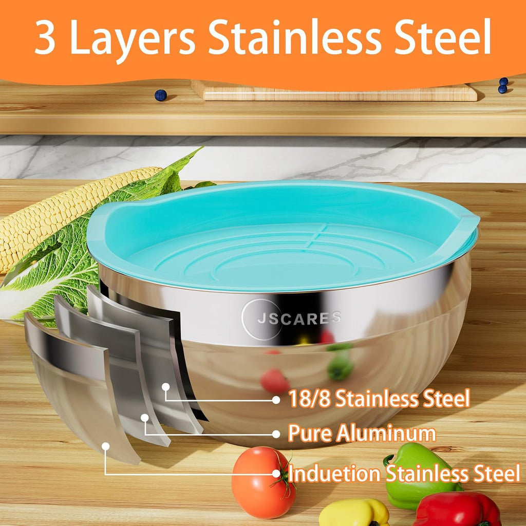 5 Piece Stainless Steel Mixing Bowls with Lids Set B2022
