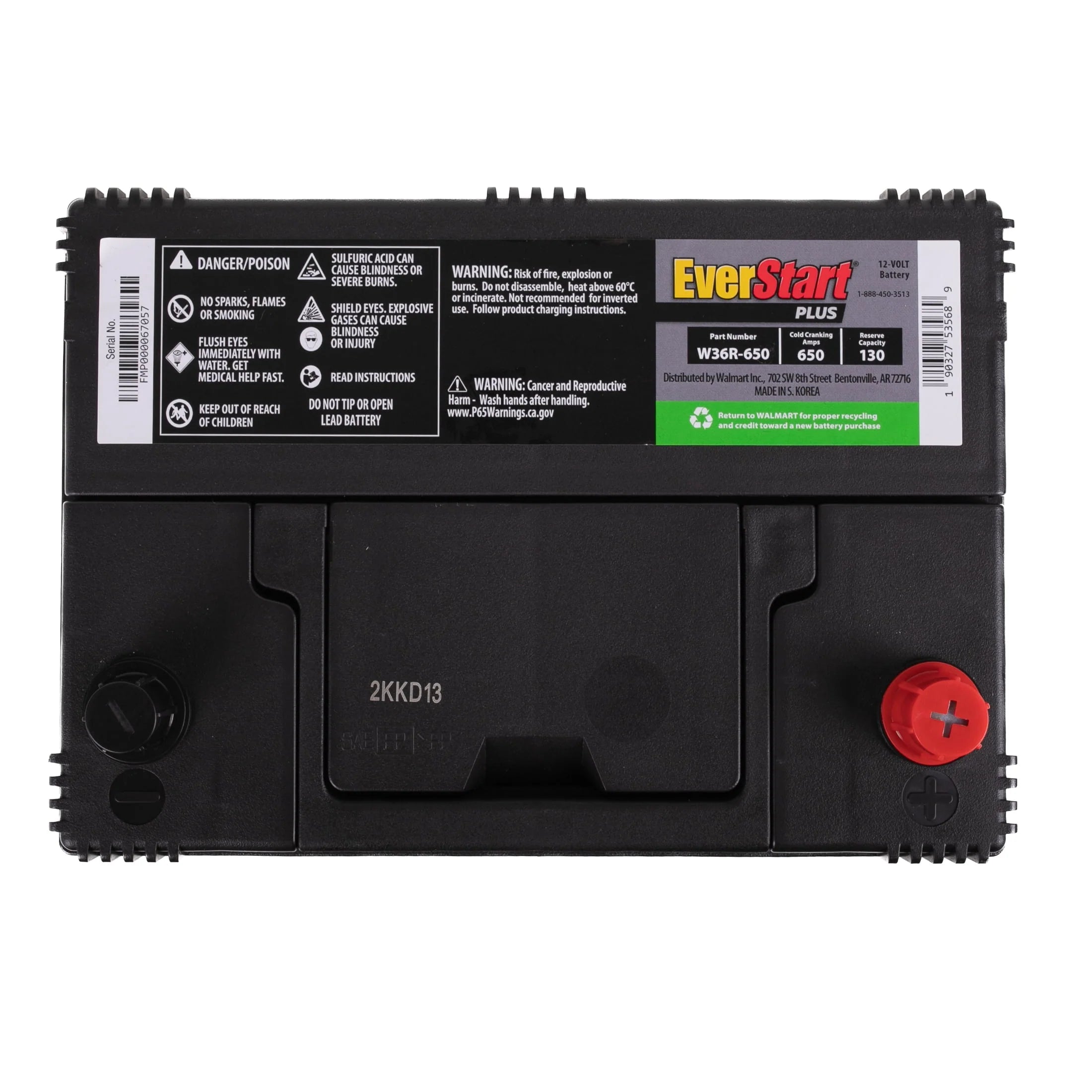 Lead Acid Automotive Battery, Group Size 36R-3 (12 Volt/650 CCA) S2407