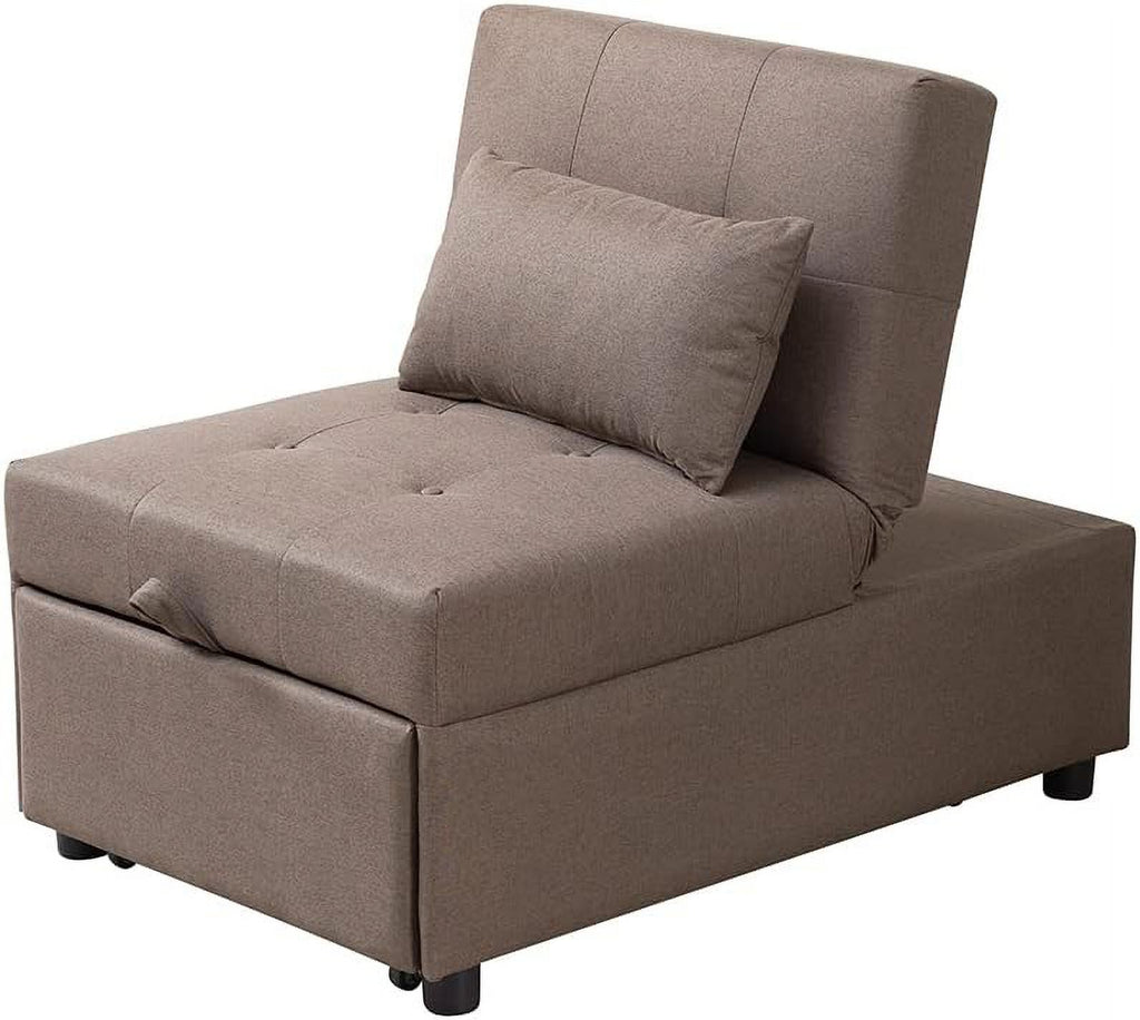Dark Grey Convertible Ottoman Sofa Bed Sleeper Chair S3658