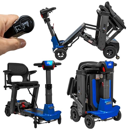 Auto-Folding Mobility Scooter with Remote Control, Lightweight, 300lb Weight Capacity, Extended Battery, Basket, Front LED Light, Lemony-Lime P43458