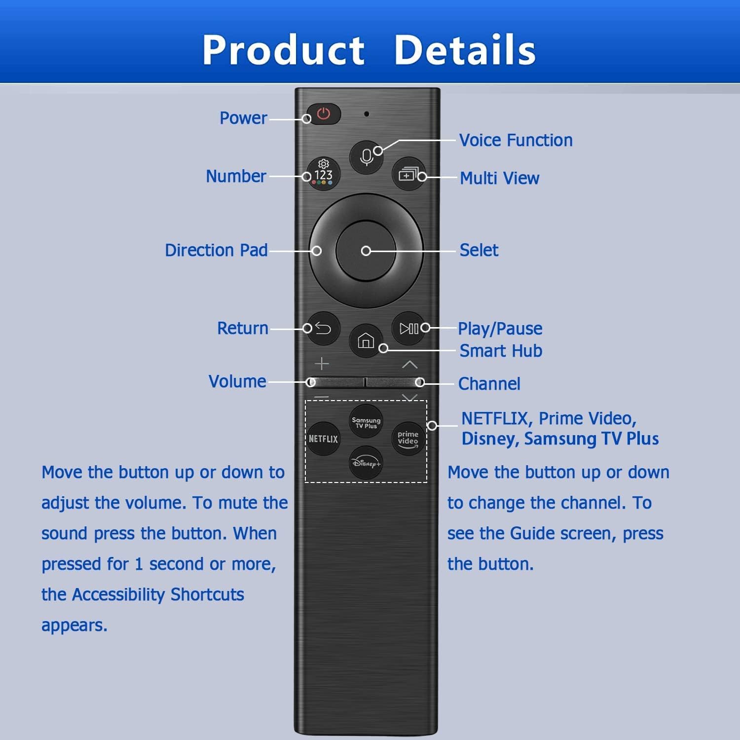 Replacement Voice Control Remote Control for Samsung Smart TVs S2359