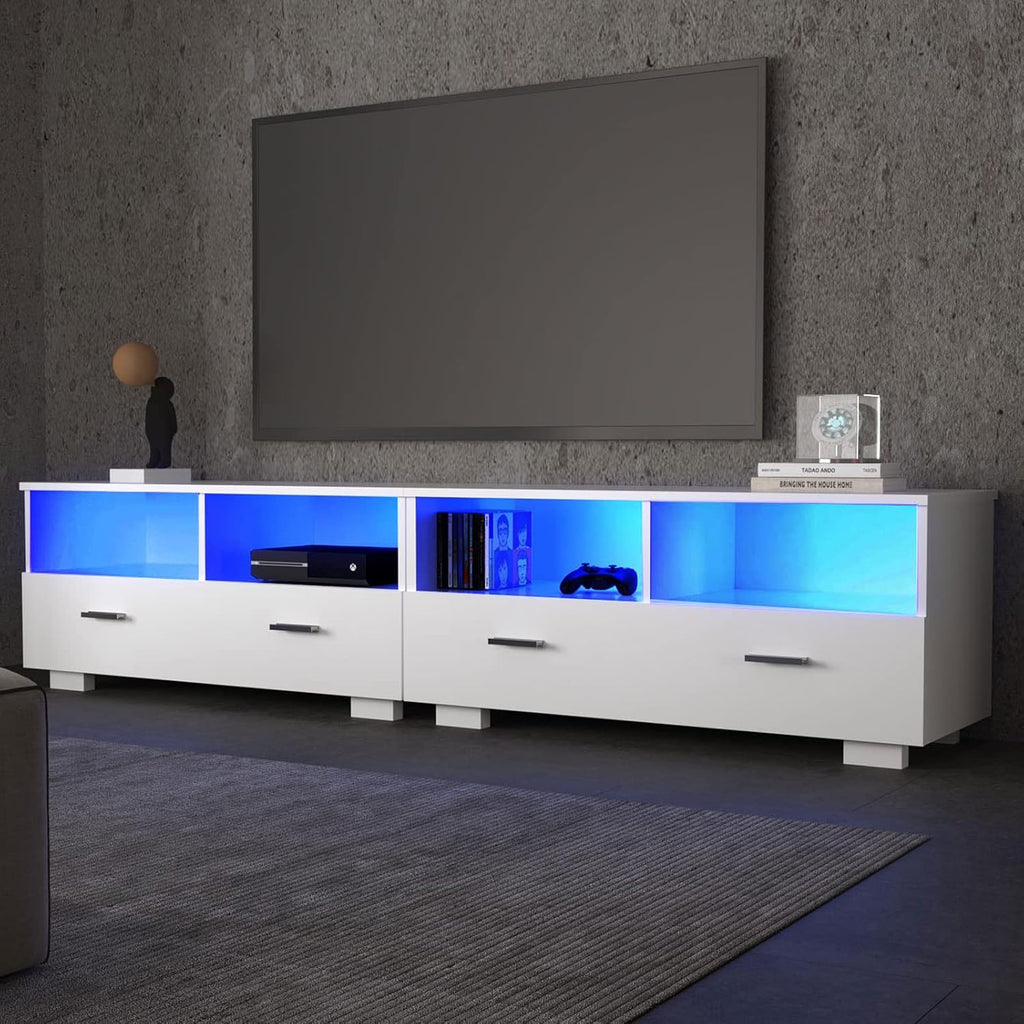 White TV Stand with Storage and Drawers L49688
