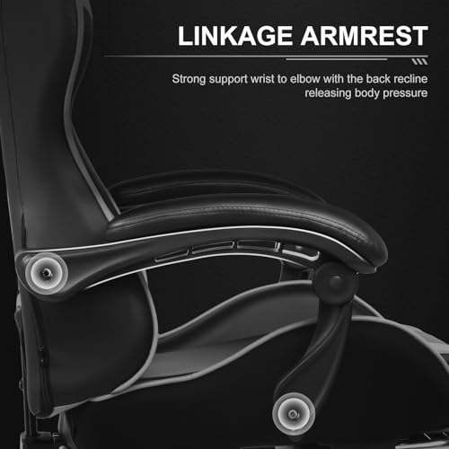 White Gaming Chair with Footrest and Lumbar Support J530150