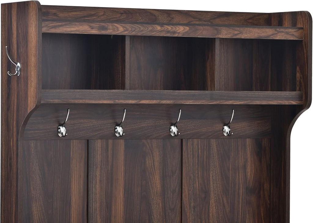 39.4INCH Hall Tree with 6 Hooks Bench Q108