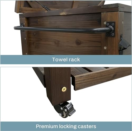 100-Quart Wooden Patio Cooler with Wheels B728158