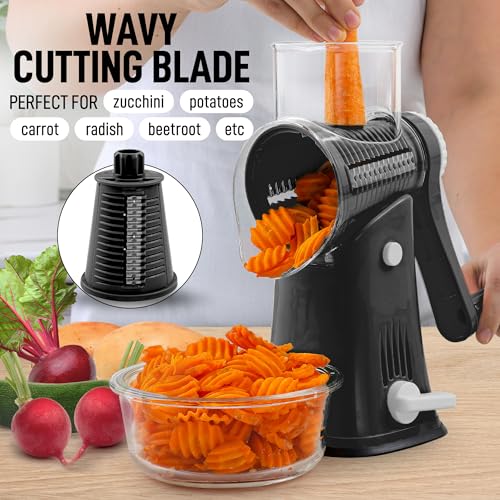 Round Cheese Grater with Replaceable Stainless Steel Drum Blades Z84291