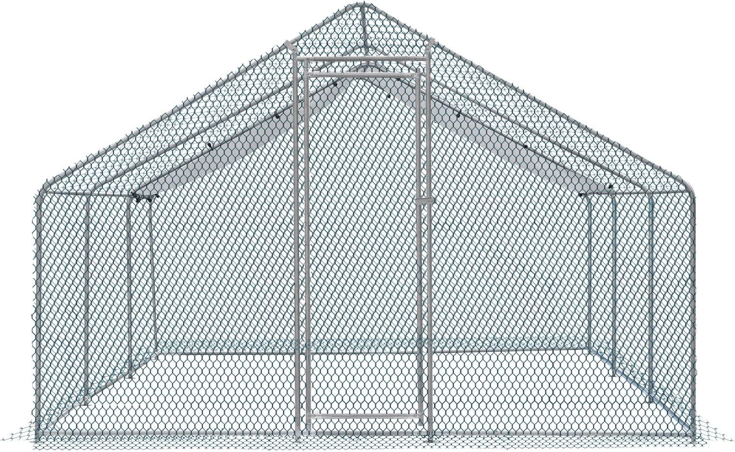 20 x 10 ft Metal Chicken Coop with Waterproof Cover W5910
