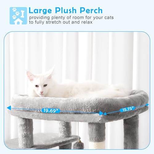 Smoky Gray 60 inches Cat Tree Tower with Scratching Posts K528
