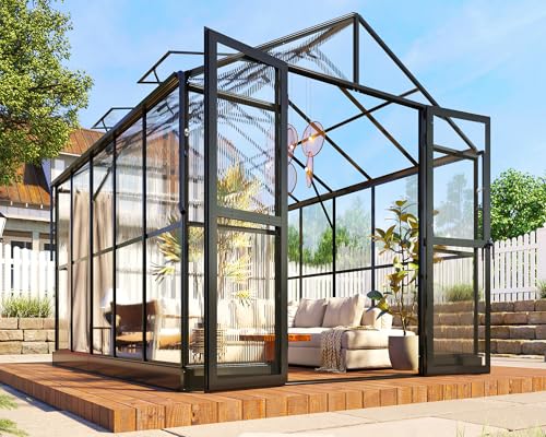 Black 8x10x7.5 FT Aluminum Polycarbonate Greenhouse P93892
