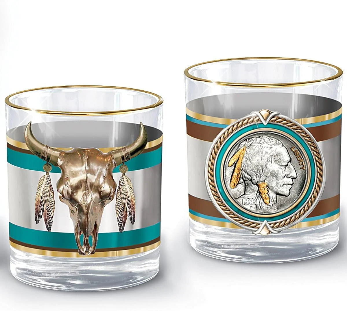 5 Pieces Decanter and Glass Set with 12K Gold Rims X96095