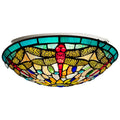 Red Dragonfly Stained Glass Flush Mount Ceiling Light B749