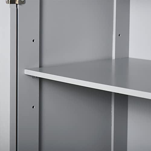 Grey Wooden Bathroom Floor Cabinet with 2 Doors and 2 Drawers U57585