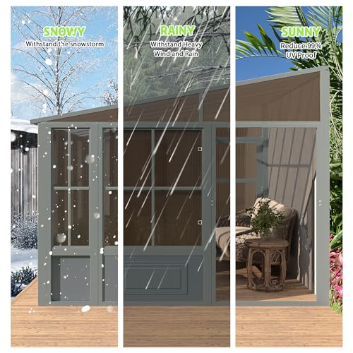 10' x 16' Aluminum Frame Polycarbonate Roof Sunroom with Sliding Doors X365