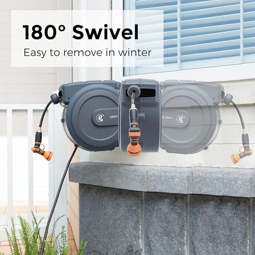 Heavy Duty Retractable Garden Hose Reel 1/2'' 78ft Wall Mounted G59500