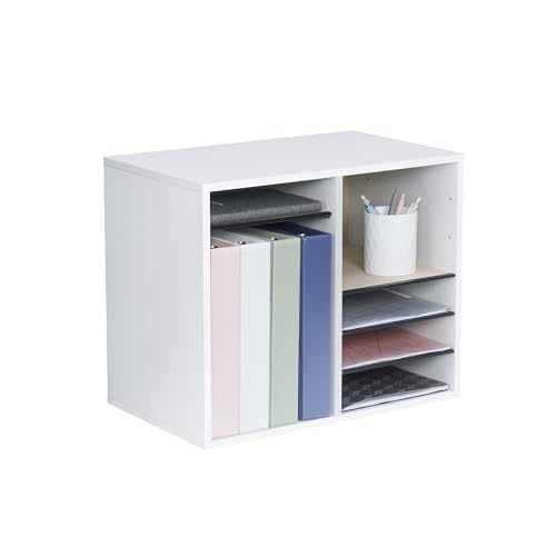 Wooden Paper and Mail Organizer with Adjustable Shelves Q548