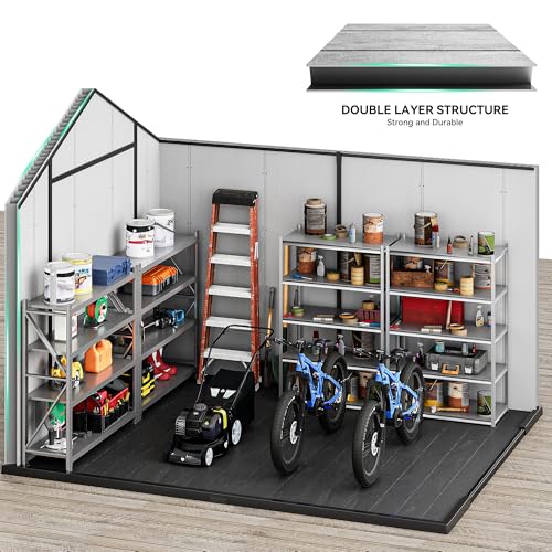 Gray 8x10 FT Outdoor Storage Shed with Lockable Door W17769