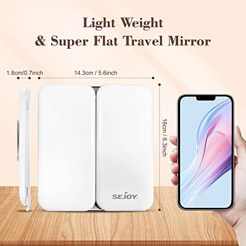 Purple Travel Makeup Mirror with 64 LED Lighted Vanity Mirror 1X 3X 7X Magnification Tri-Fold Compact Mirror Touch Light Rechargeable P629