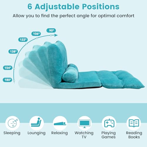 Beige Foldable Floor Sofa with 2 Pillows Y500