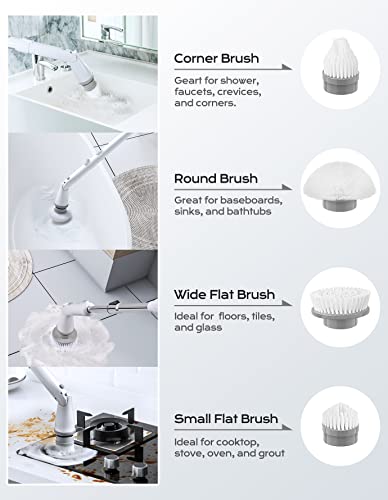 Cordless Electric Spin Scrubber with 2 Adjustable Speeds and 4 Replaceable Heads R916928