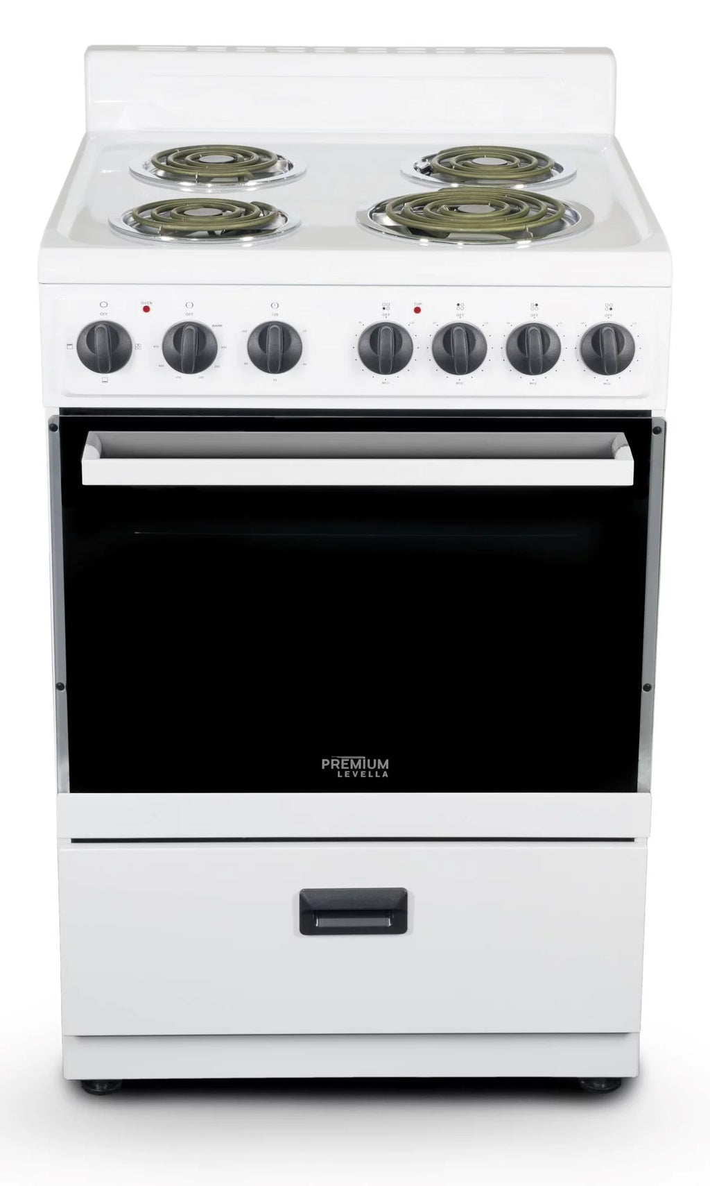 White 24 in 2.7 cu ft Single Oven Electric Range with 4 Burners and Storage Drawer X7903